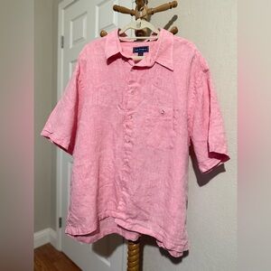 Paul Fredrick Men's Linen Pink Salmon Button Down Shirt Size 2XL